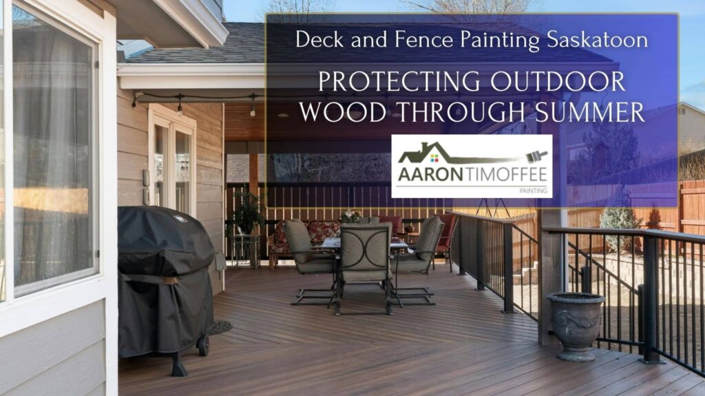 Deck and fence painting project in Saskatoon with freshly painted outdoor wood
